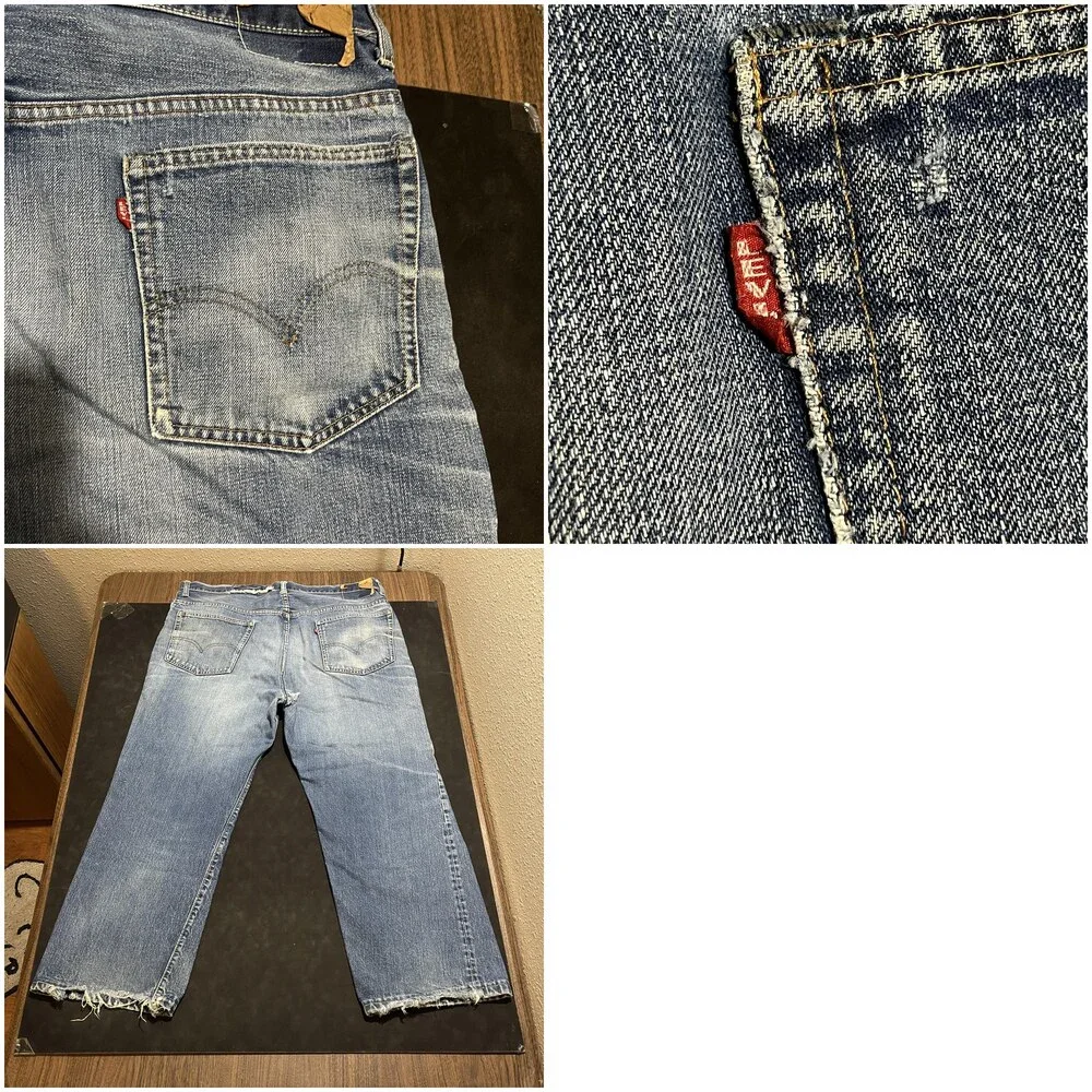 Levis Big E 1960s Single Stitch 505 Jeans 40in W 40x28 Blue Hem Zip Fly Talon 42